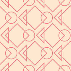 Seamless beige and pink pattern. Geometric shapes mix background