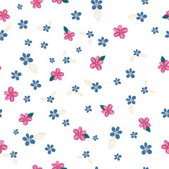 White pink daisy seamless pattern background