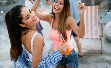 Group of young friends having fun togethert.