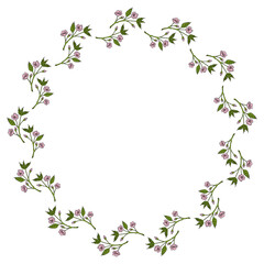 Obraz na płótnie Canvas Round frame with creative sakura branches on white background. Vector image.