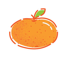 Mandarin. Vector illustration of a tasty citrus summer fruit in flat and line-art style for print, banner or postcard.