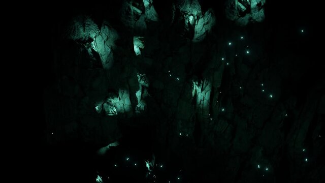 Waitomo Glowworm Caves, Waikato, in pristine secret cave in New Zealand.