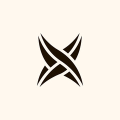 Fototapeta premium Creative Professional Trendy Monogram X Leaf Logo Design in Black and White Color, Initial Based Alphabet Icon Logo