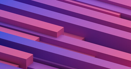 Abstract 3d render, purple and pink geometric background design