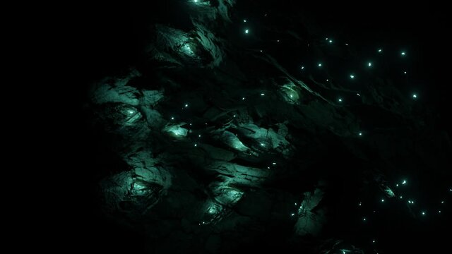 Waitomo Glowworm Caves, Waikato, in pristine secret cave in New Zealand.