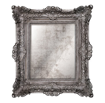 VIEUX MIROIR avec ancien cadre gris m&eacute;tal