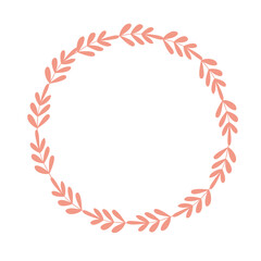 Hand drawn floral boho styl wreath for wedding, invitation card design. Isolated on white. Vector illustration.