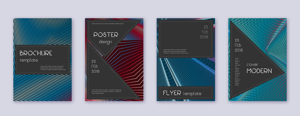 Black brochure design template set. Red abstract l