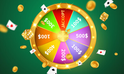 Lucky Wheel Casino Luxury vip invitation with confetti Celebration party Gambling banner background.