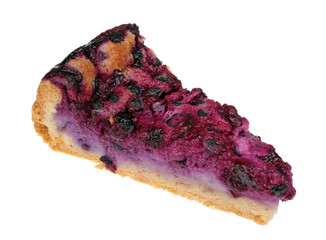 Stale slice of homemade blueberry buttercream pie isolated