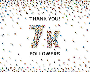 Thank you followers peoples, 7k online social group, happy banner celebrate, Vector