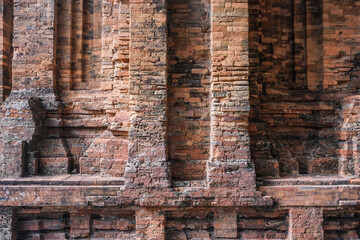 Brick wall of an ancient Champa building