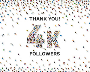 Thank you followers peoples, 4k online social group, happy banner celebrate, Vector