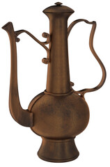 Fototapeta na wymiar Ancient arabic brass teapot isolated on white background. 3D illustration