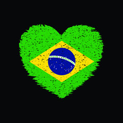 Brazil Heart Shape-Flag Grunge Distress Vintage Style