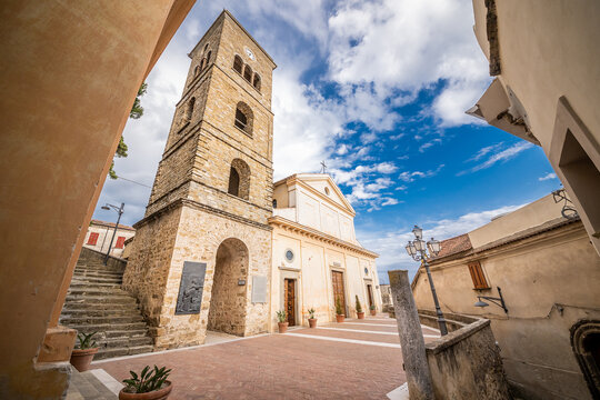 Pontifical Basilica of Santa Maria de Gulia, in Castellabate, in a cloudy day.