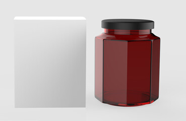 Honey jar mock ups isolated on white. Honey packaging design concept. 3d illustration