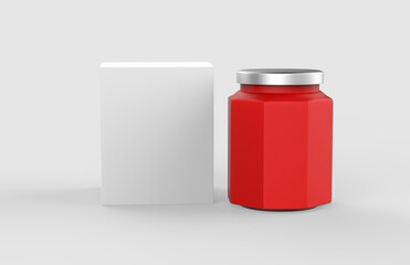 Honey jar mock ups isolated on white. Honey packaging design concept. 3d illustration