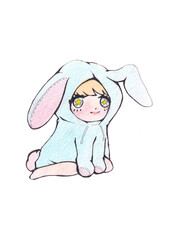 little girl with bunny