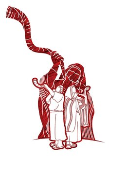 red shofar blowing figures clip art preview