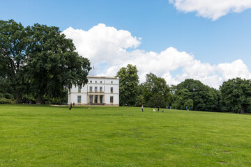 Fototapeta na wymiar Jenischpark, public garden in Hamburg with Jenisch House, museum in a classicist villa
