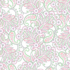 Fototapeta na wymiar Paisley floral seamless pattern