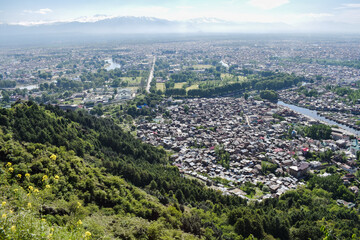 aerial view of the city. Dramatic cityspace for tourism.