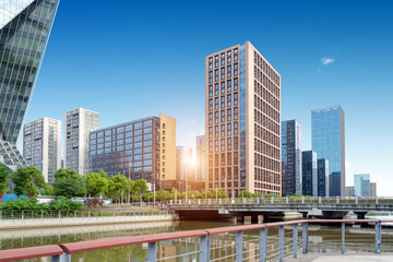 Obraz premium Nowoczesny wieżowiec miejski, China Ningbo CBD.