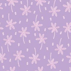 Pink watercolour flowers seamless vector pattern background.