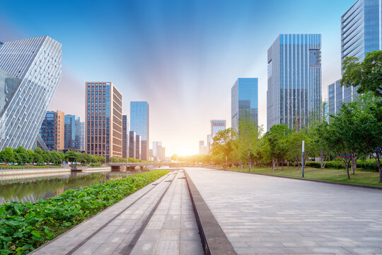Fototapeta Modern city high-rise, China Ningbo CBD.