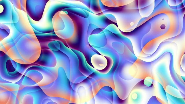 Moving random wavy texture. Psychedelic wavy animated abstract curved shapes. Looping footage.