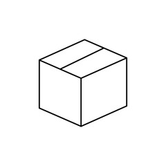 Box line icon. Closed box outline vector illustration isolated on white.