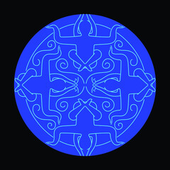 Tantra ornament on a blue circle