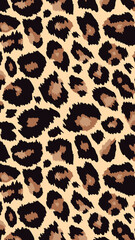 Trendy leopard pattern vertical background. Hand drawn fashionable wild animal cheetah skin natural texture for fashion design, social media banner, cover, smartphone wallpaper. Vector illustration