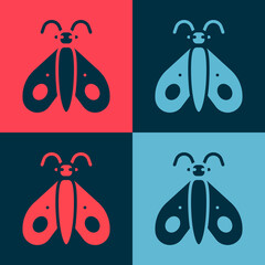 Pop art Butterfly icon isolated on color background. Vector.