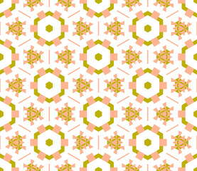 Cartoon geometric linear seamless pattern. Fantasy oriental mosaic background with different geo shapes. Arabesque tile wrapping paper. Vector illustration.      