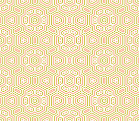 Cartoon geometric linear seamless pattern. Fantasy oriental mosaic background with different geo shapes. Arabesque tile wrapping paper. Vector illustration.      