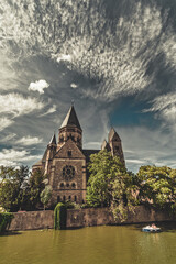 Obraz premium View of Metz with Temple Neuf at the Moselle River, Lorraine, France