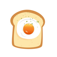 Fried egg and toast isolated on white background vector.