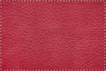 stitched leather seam frame red color texture background