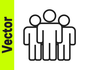 Black line Users group icon isolated on white background. Group of people icon. Business avatar symbol - users profile icon. Vector.