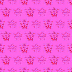 Seamless pattern of doodle queen or king crowns © dniprodd
