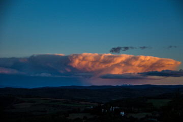 Sunset and clouds storm in Montserrat, Barcelona, Spain