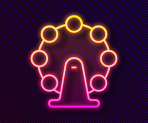 Glowing neon line London eye icon isolated on black background. Eye london england landmark culture europe icon. Vector.