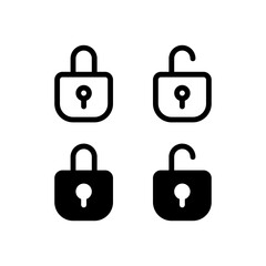 Padlock icon. With outline and glyph style