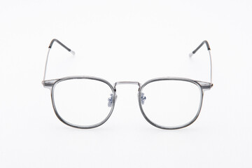 Fashion sunglasses gray frames on white background.