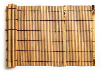 wooden sushi mat isolated on white background