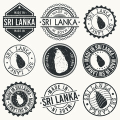 Obraz premium Sri Lanka Travel Stamp Made In Product Stamp Logo Icon Symbol Design Insignia.