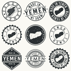 Yemen Travel Stamp Made In Product Stamp Logo Icon Symbol Design Insignia.