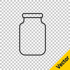 Black line Glass jar with screw-cap icon isolated on transparent background. Vector.